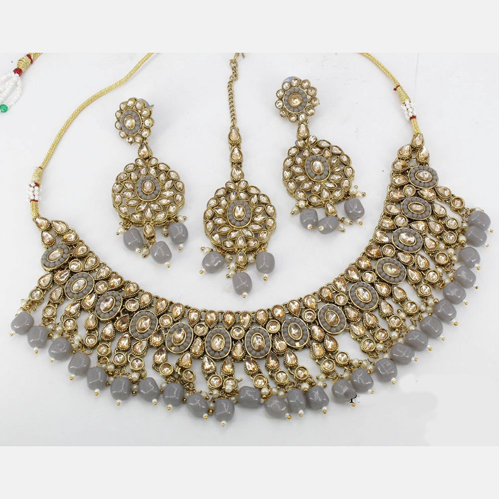 Pooja Bangles Gold Plated Pota And Crystal Stone & Beads Necklace Set