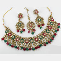 Pooja Bangles Gold Plated Pota And Crystal Stone & Beads Necklace Set