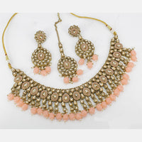 Pooja Bangles Gold Plated Pota And Crystal Stone & Beads Necklace Set