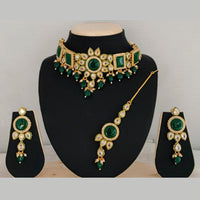Pooja Bangles Gold Plated Pota And Crystal Stone & Beads Necklace Set