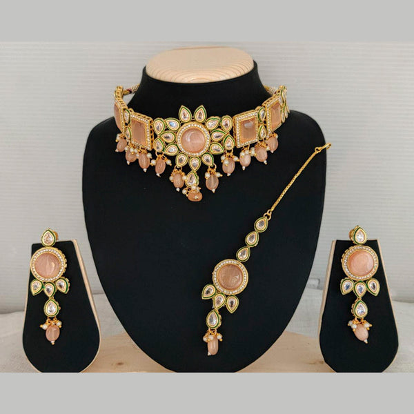 Pooja Bangles Gold Plated Pota And Crystal Stone & Beads Necklace Set