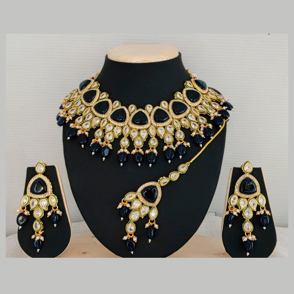 Pooja Bangles Gold Plated Kundan And Crystal Stone & Beads Necklace Set