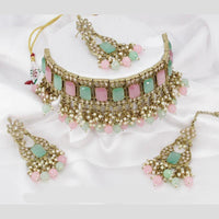Pooja Bangles Gold Plated Crystal Stone & Beads Necklace Set