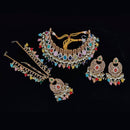 Pooja Bangles Gold Plated Ad Stone & Beads & Choker Necklace Set