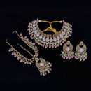 Pooja Bangles Gold Plated Ad Stone & Beads & Choker Necklace Set