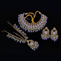 Pooja Bangles Gold Plated Ad Stone & Beads & Choker Necklace Set