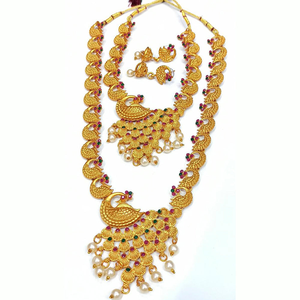 Pooja Bangles Gold Plated Pink & Green Pota Stone Bridal Set