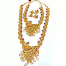 Pooja Bangles Gold Plated Pink & Green Pota Stone Bridal Set