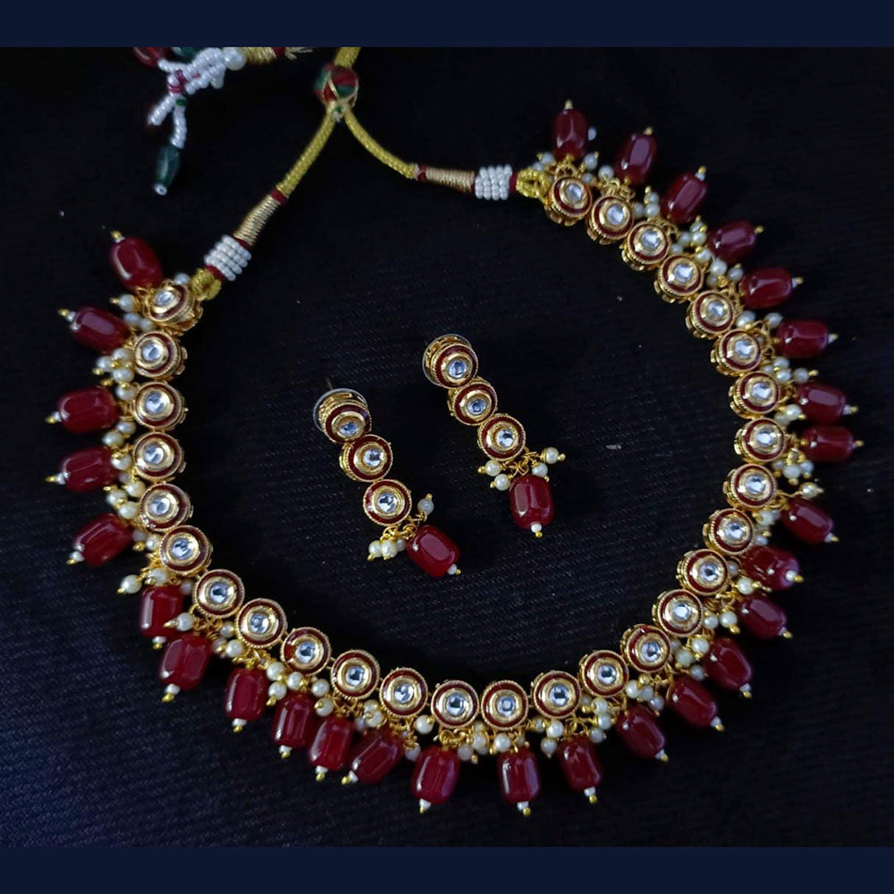 Pooja Bangles Gold Plated Kundan Stone & Beads Choker Necklace Set