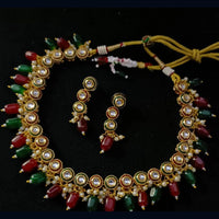 Pooja Bangles Gold Plated Kundan Stone & Beads Choker Necklace Set