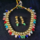 Pooja Bangles Gold Plated Kundan Stone & Beads Choker Necklace Set