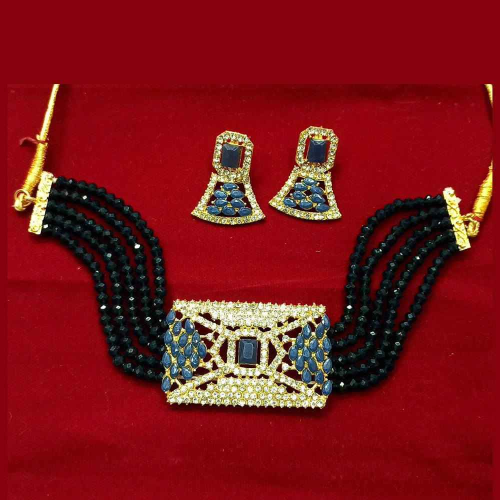 Pooja Bangles Gold Plated Austrian Stone And Beads Necklace Set