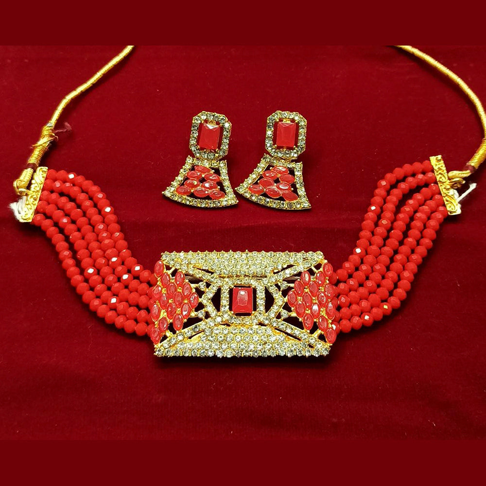 Pooja Bangles Gold Plated Austrian Stone And Beads Necklace Set