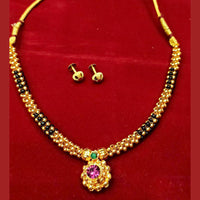 Pooja Bangles Gold Plated Maharashtrian Traditional Black Beads Necklace Set