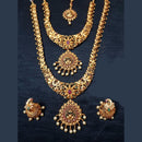 Pooja Bangles Gold Plated Pink & Green Pota Stone Bridal Set