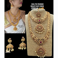 Pooja Bangles Gold Plated Pink & Green Pota Stone Bridal Set