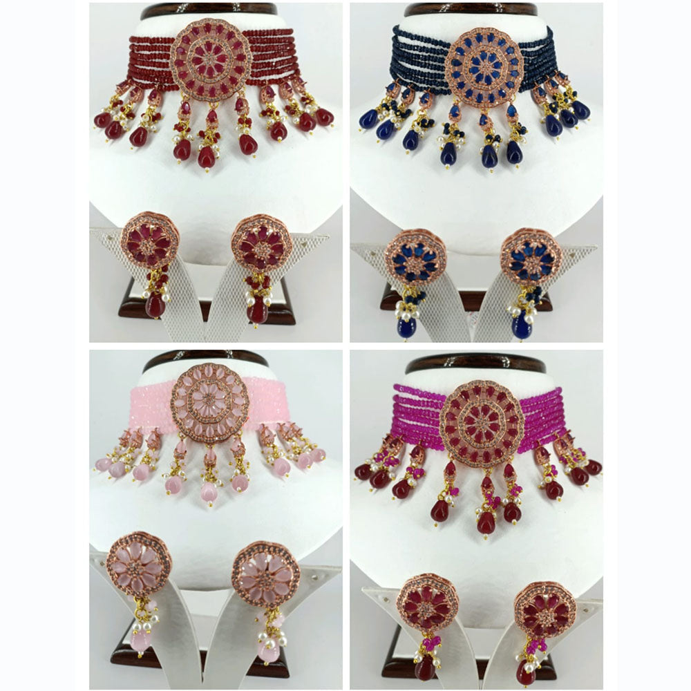 Pooja Bangles Gold Plated AD Stone & Beads Choker Necklace Set