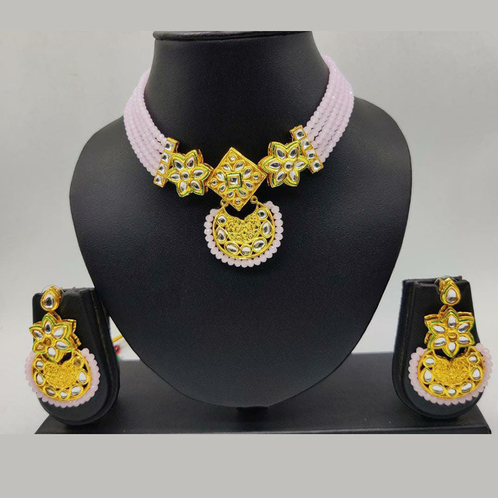 Pooja Bangles Gold Plated Kundan Stone & Beads Choker Necklace Set