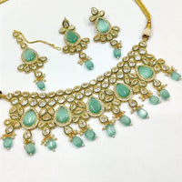 Pooja Bangles Gold Plated Ad Stone & Beads Choker Necklace Set