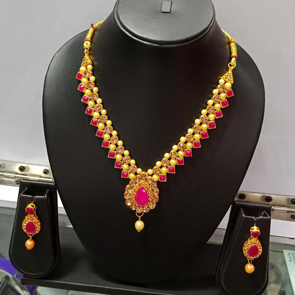 Pooja Bangles Gold Plated Pota & Austrian Stone Necklace Set