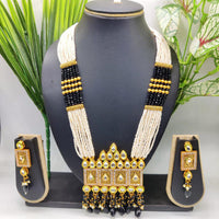 Pooja Bangles Gold Plated Kundan Stone & Beads Long Haram Necklace Set