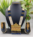 Pooja Bangles Gold Plated Kundan Stone & Beads Long Haram Necklace Set