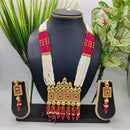 Pooja Bangles Gold Plated Kundan Stone & Beads Long Haram Necklace Set