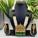 Pooja Bangles Gold Plated Kundan Stone & Beads Long Haram Necklace Set