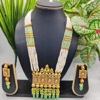 Pooja Bangles Gold Plated Kundan Stone & Beads Long Haram Necklace Set