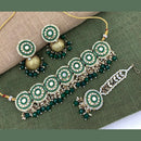 Pooja Bangles Gold Plated Pearl & Beads & Mirror Choker Necklace Set
