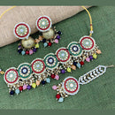 Pooja Bangles Gold Plated Pearl & Beads & Mirror Choker Necklace Set
