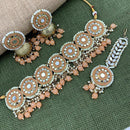 Pooja Bangles Gold Plated Pearl & Beads & Mirror Choker Necklace Set