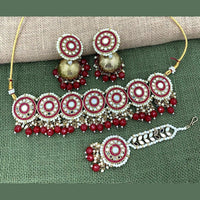Pooja Bangles Gold Plated Pearl & Beads & Mirror Choker Necklace Set