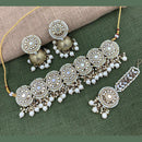 Pooja Bangles Gold Plated Pearl & Beads & Mirror Choker Necklace Set