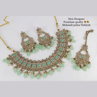 Pooja Bangles Gold Plated Ad Stone & Beads Choker Necklace Set