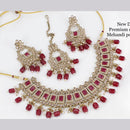 Pooja Bangles Gold Plated Ad Stone & Beads Choker Necklace Set