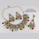 Pooja Bangles Gold Plated Ad Stone & Beads Choker Necklace Set
