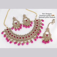 Pooja Bangles Gold Plated Ad Stone & Beads Choker Necklace Set
