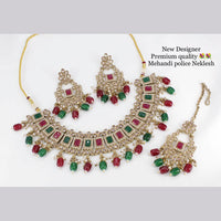 Pooja Bangles Gold Plated Ad Stone & Beads Choker Necklace Set