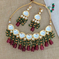 Pooja Bangles Gold Plated Kundan Stone & Beads Choker Necklace Set