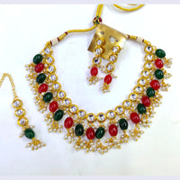 Pooja Bangles Gold Plated Kundan Stone & Beads Choker Necklace Set