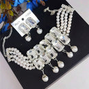 Pooja Bangles Silver Plated Crystal Stone & Pearl Necklace Set