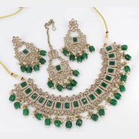 Pooja Bangles Gold Plated Ad Stone & Beads Choker Necklace Set