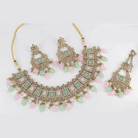 Pooja Bangles Gold Plated Ad Stone & Beads Choker Necklace Set