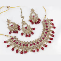 Pooja Bangles Gold Plated Ad Stone & Beads Choker Necklace Set