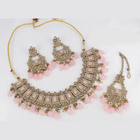 Pooja Bangles Gold Plated Ad Stone & Beads Choker Necklace Set