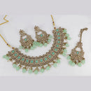 Pooja Bangles Gold Plated Ad Stone & Beads Choker Necklace Set