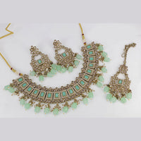 Pooja Bangles Gold Plated Ad Stone & Beads Choker Necklace Set