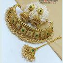 Pooja Bangles Gold Plated Kundan Stone  & Pearl Choker Necklace Set