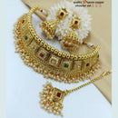 Pooja Bangles Gold Plated Kundan Stone  & Pearl Choker Necklace Set